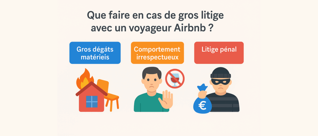 Plus de 95 % des séjours Airbnb se déroulent sans le moindre problème.
Mais lorsqu’un litige grave survient — dégâts matériels, comportement dangereux, vol, squatte — il est essentiel de savoir quoi faire immédiatement, qui peut aider, et comment éviter que cela ne se reproduise.