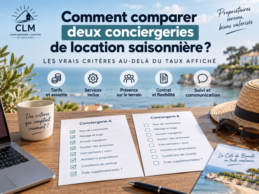 Comment comparer deux conciergeries de location saisonnière ? Les vrais critères au-delà du taux affiché